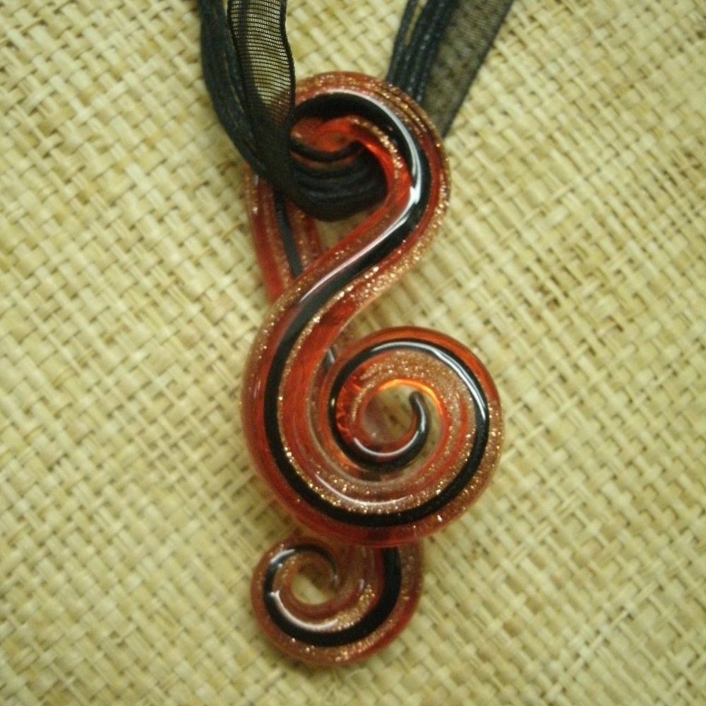 Murano Glass G Clef Pendant Necklace
